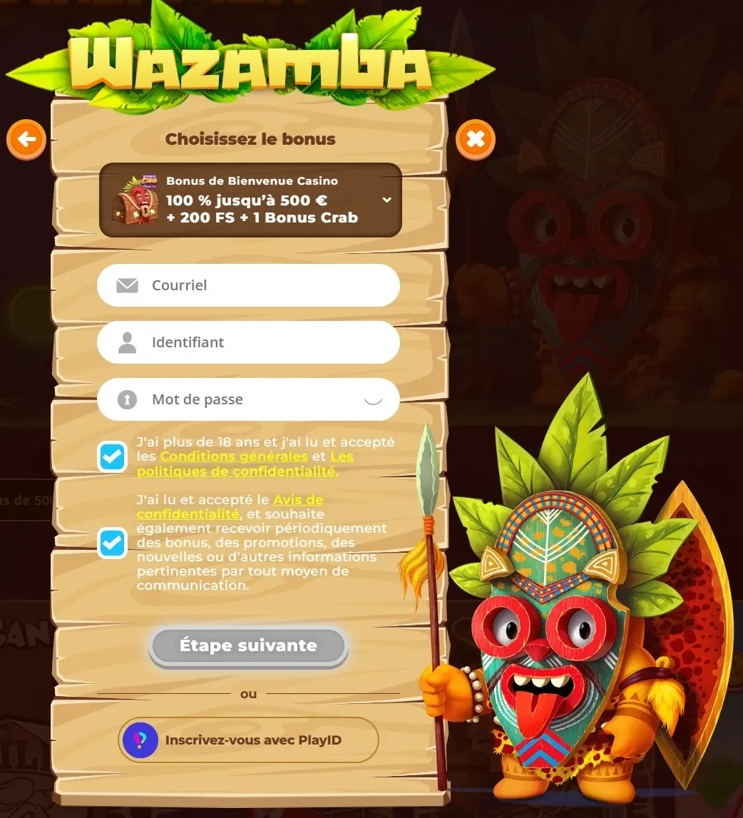 Wazamba s'inscrire