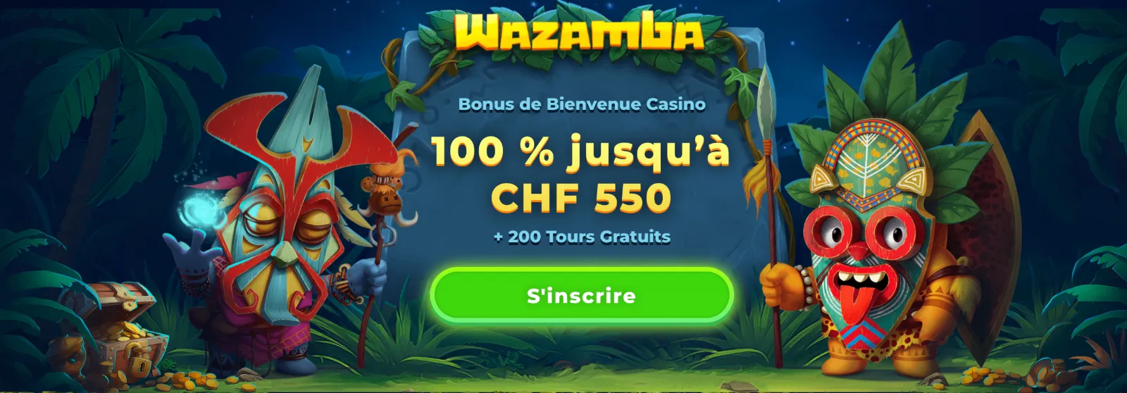 Bannière principale chez wazamba — 100%, 200 tours gratuits