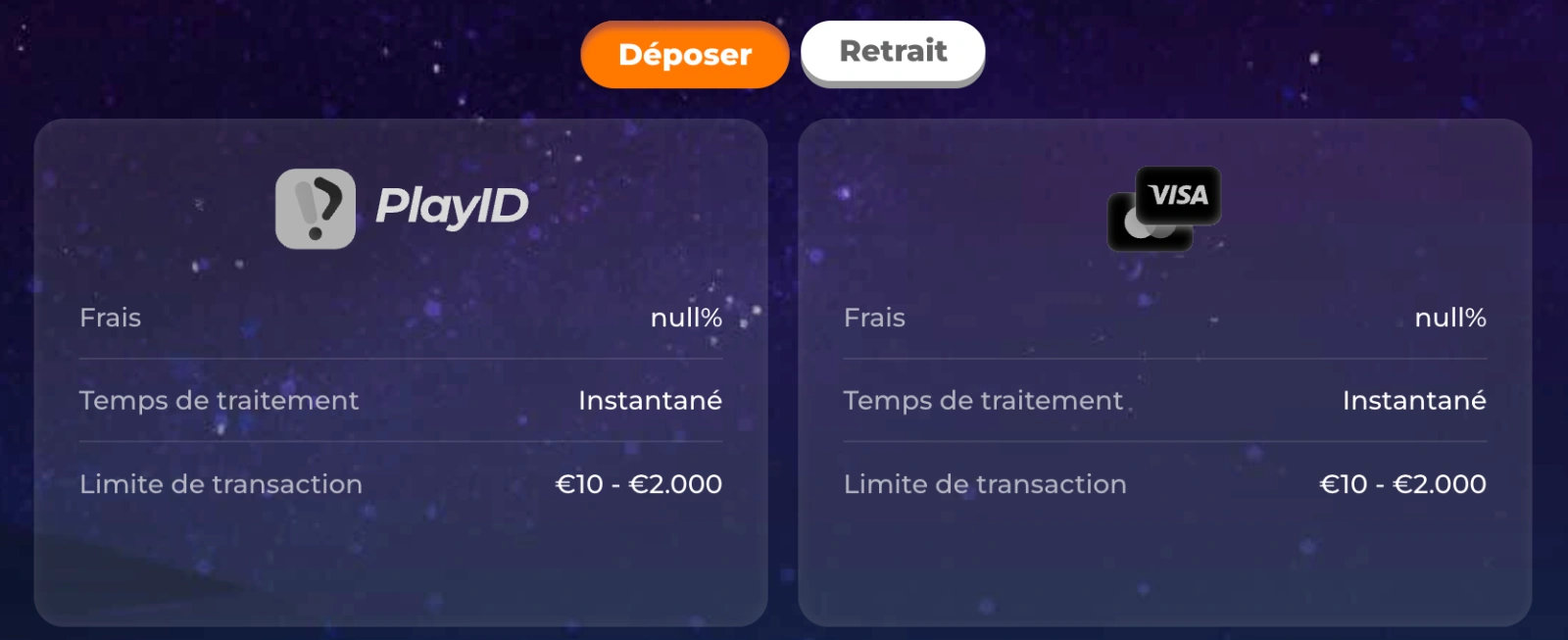 Moyens de paiement sur le casino wazamba — €10